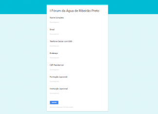 Inscrição para o I Fórum da Água
