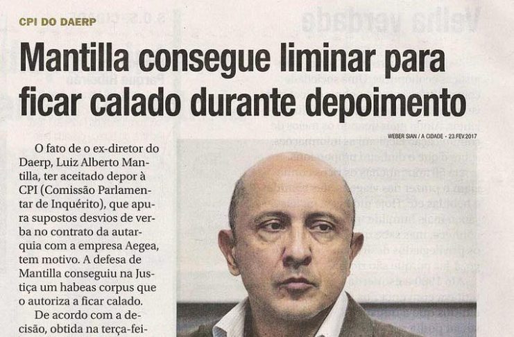 A Cidade destaca presença de Mantilla na CPI do Daerp, presidida por Marcos Papa